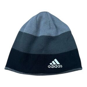 Adidas Gray Reversible Knit Beanie Logo Hat Boys
